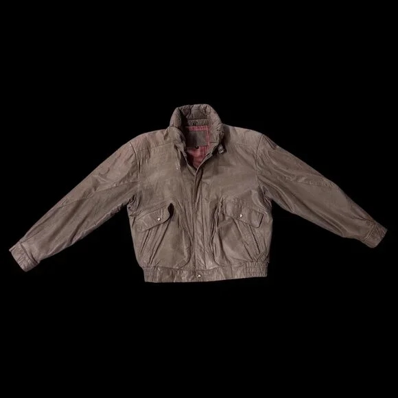 Vintage Leather Aviator Bomber Jacket Coat Brown Size M 1980s J Riggings Korea - Picture 2 of 15